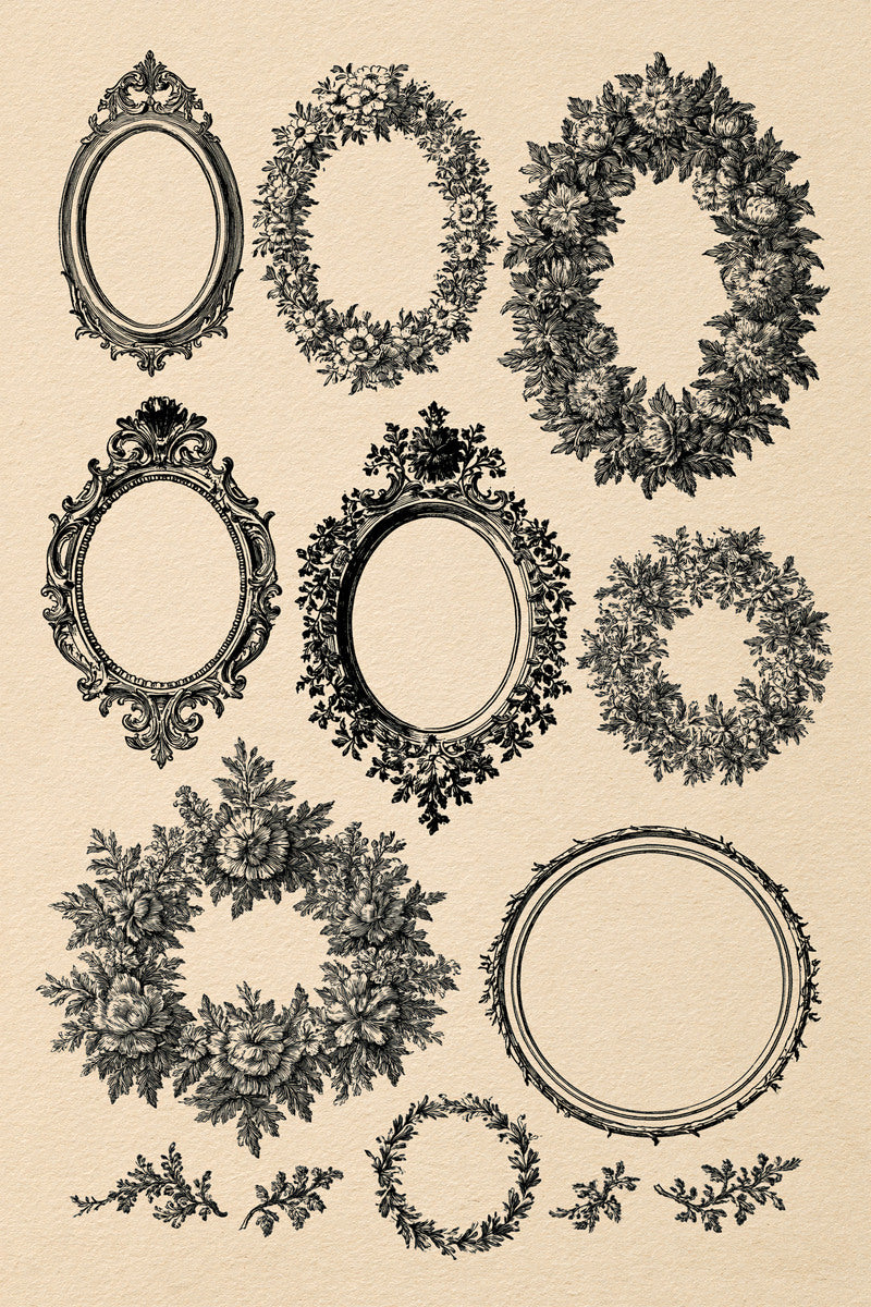 Oval Circular And Monogram Frame 02 from Classic Frames & Borders Book 5, a digital embroidery design reference for machine embroidery designs, embroidery patterns and border and edge embroidery.