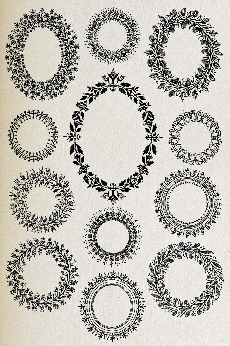 Oval Circular And Monogram Frame from Classic Frames & Borders Book 1, a digital embroidery design reference for machine embroidery designs, embroidery patterns and border and edge embroidery.