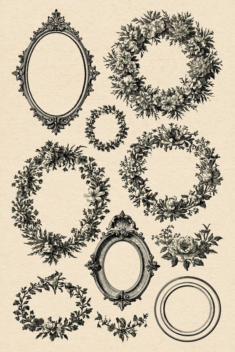 Oval Circular And Monogram Frame from Classic Frames & Borders Book 4, a digital embroidery design reference for machine embroidery designs, embroidery patterns and border and edge embroidery.