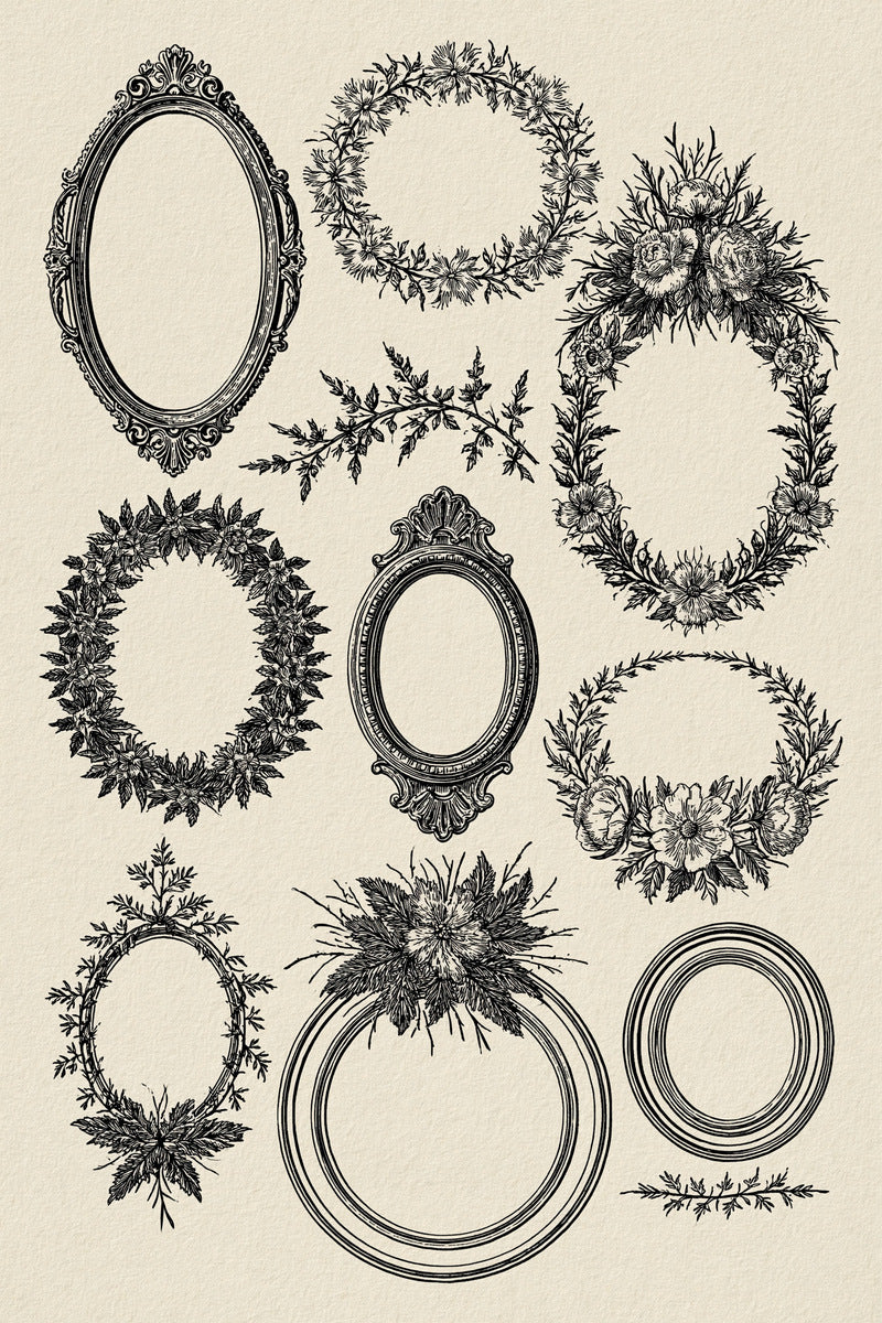 Oval Circular And Monogram Frame from Classic Frames & Borders Book 6, a digital embroidery design reference for machine embroidery designs, embroidery patterns and border and edge embroidery.