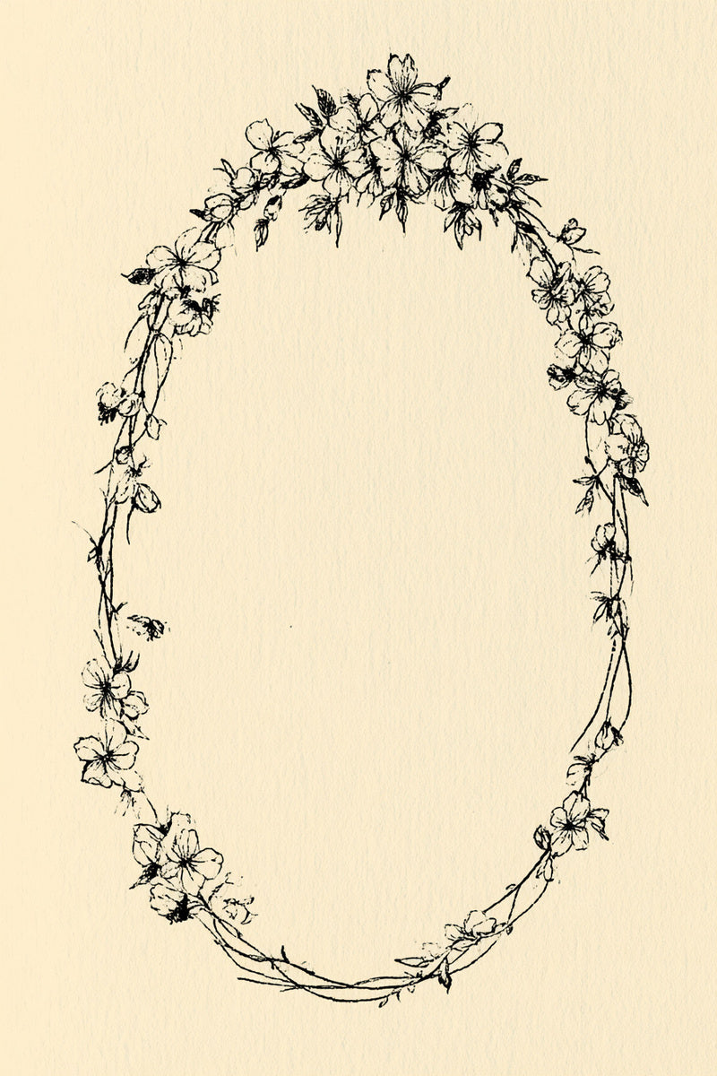Oval Floral Frame 02 from Botanical Embroidery Designs Book 4, a digital embroidery design reference for machine embroidery designs, embroidery patterns and frames and monogram spaces.