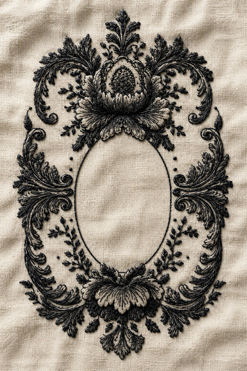Oval Monogram Frame Kit Modular 1 from Modular & Combine Friendly Embroidery Systems Book 1, a digital embroidery design reference for machine embroidery designs, embroidery patterns and frames and monogram spaces.