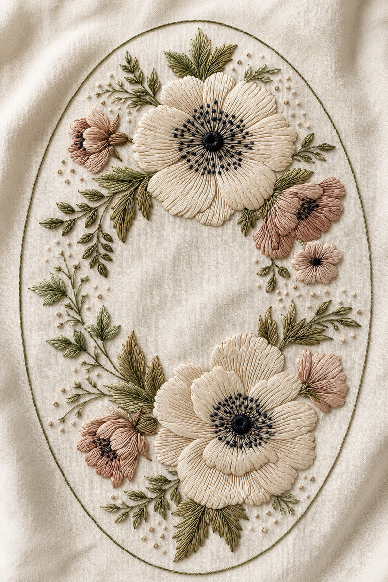 Oval Monogram Frame Kit Modular 1 from Modular & Combine Friendly Embroidery Systems Book 3, a digital embroidery design reference for machine embroidery designs, embroidery patterns and frames and monogram spaces.