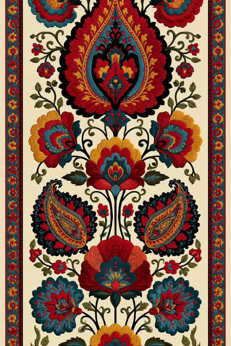 Paisley Border Unit Mughal Persian from Mughal, Persian & Oriental Embroidery Book 3, a digital embroidery design reference for machine embroidery designs, embroidery patterns and border and edge embroidery.