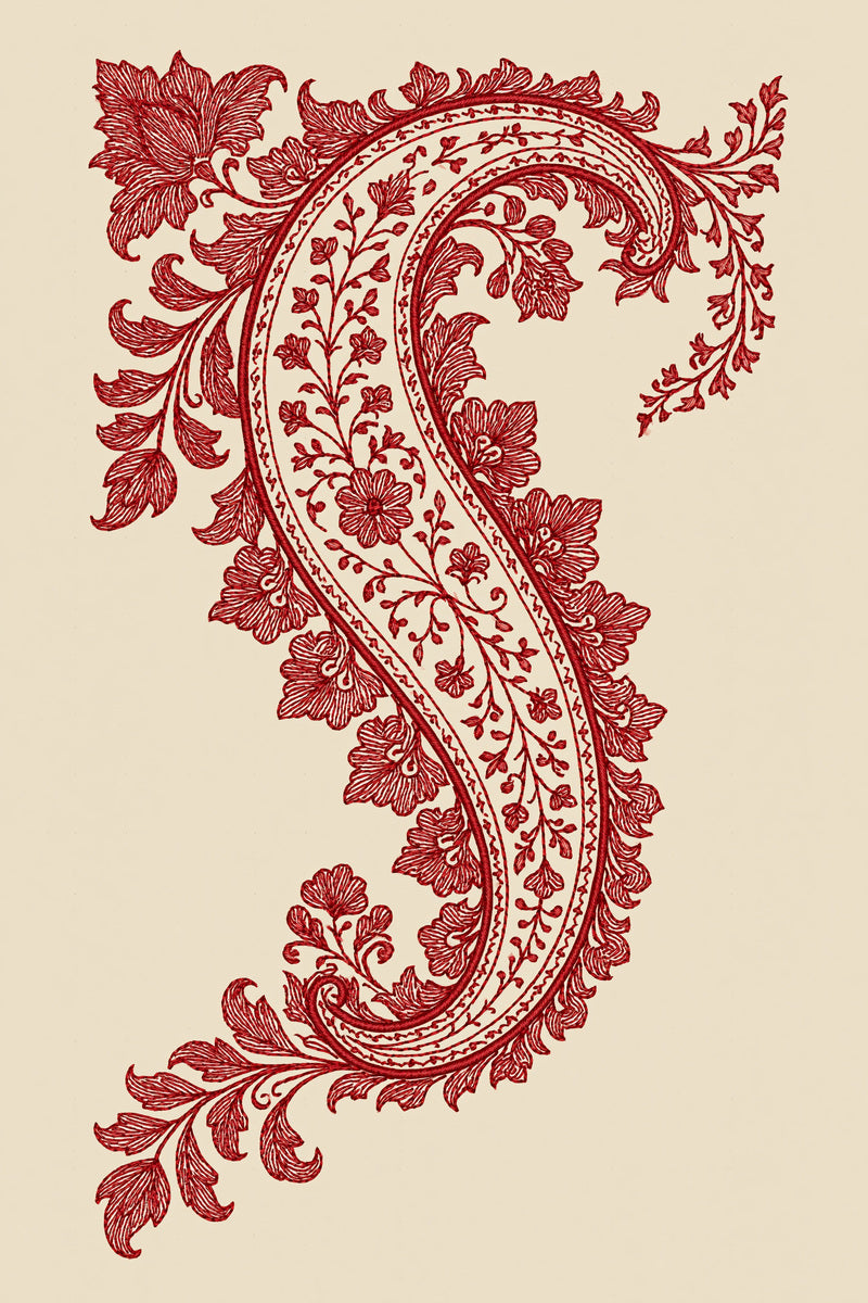 Paisley Corner Ornament Mughal Persian from Mughal, Persian & Oriental Embroidery Book 2, a digital embroidery design reference for machine embroidery designs, embroidery patterns and corner embroidery.