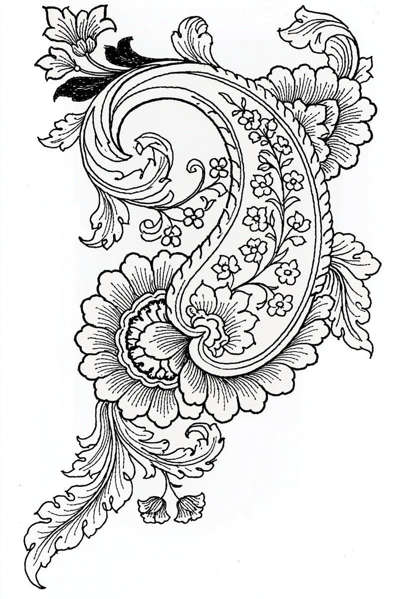 Paisley Corner Ornament Mughal Persian from Mughal, Persian & Oriental Embroidery Book 3, a digital embroidery design reference for machine embroidery designs, embroidery patterns and corner embroidery.