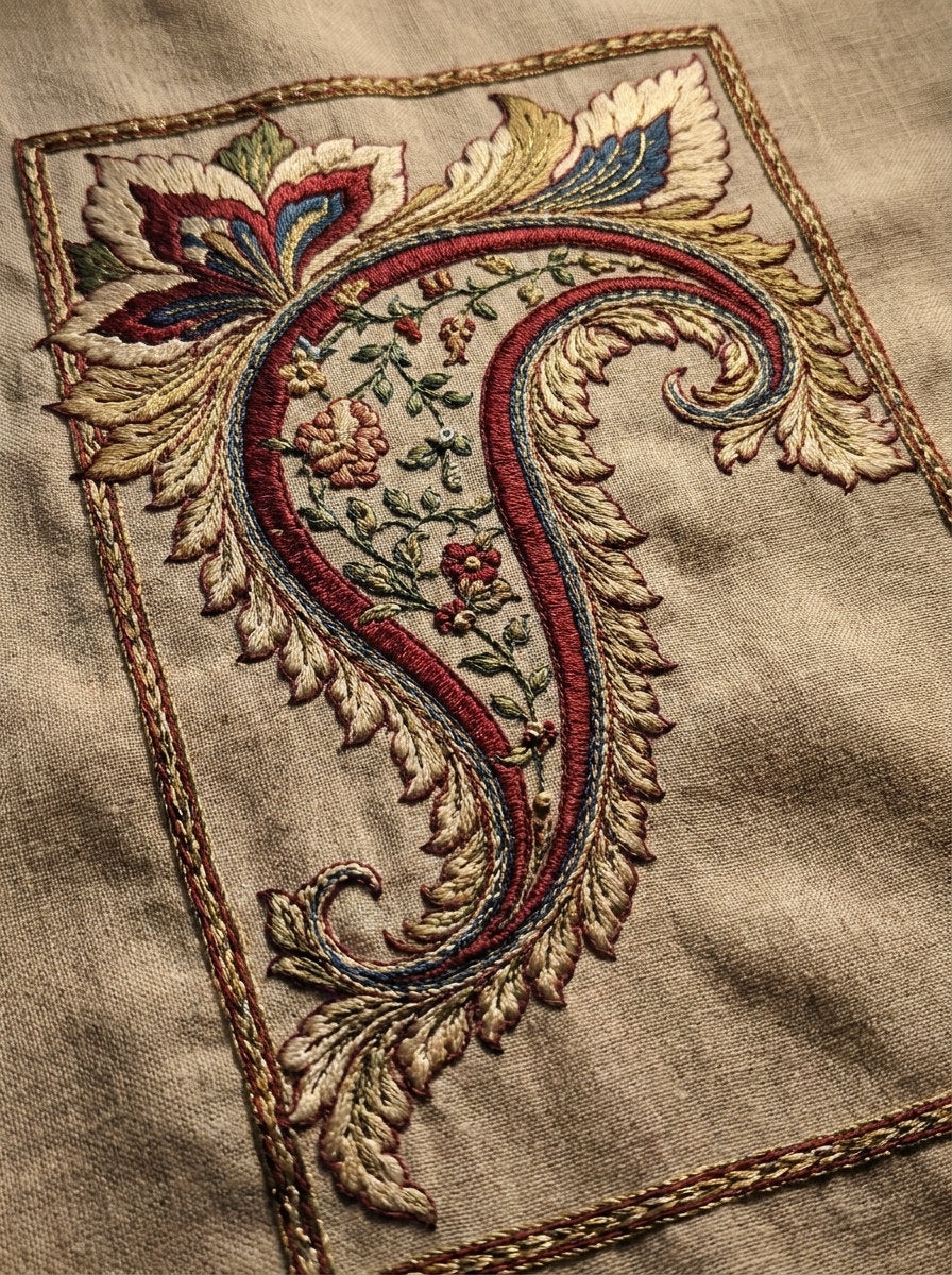 Paisley Corner Ornament Mughal Persian from Mughal, Persian & Oriental Embroidery Book 4, a digital embroidery design reference for machine embroidery designs, embroidery patterns and corner embroidery.