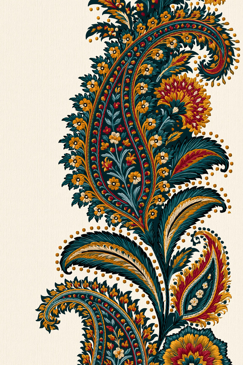 Paisley Luxury Border Mughal And from Mughal & Persian Garden Embroidery Book 1, a digital embroidery design reference for machine embroidery designs, embroidery patterns and border and edge embroidery.