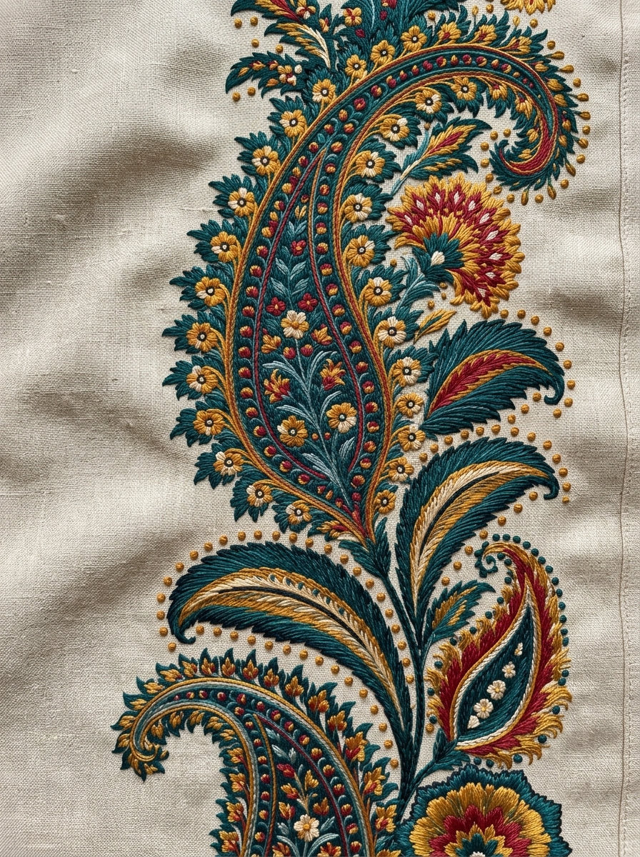Paisley Luxury Border Mughal And from Mughal & Persian Garden Embroidery Book 1, a digital embroidery design reference for machine embroidery designs, embroidery patterns and border and edge embroidery.