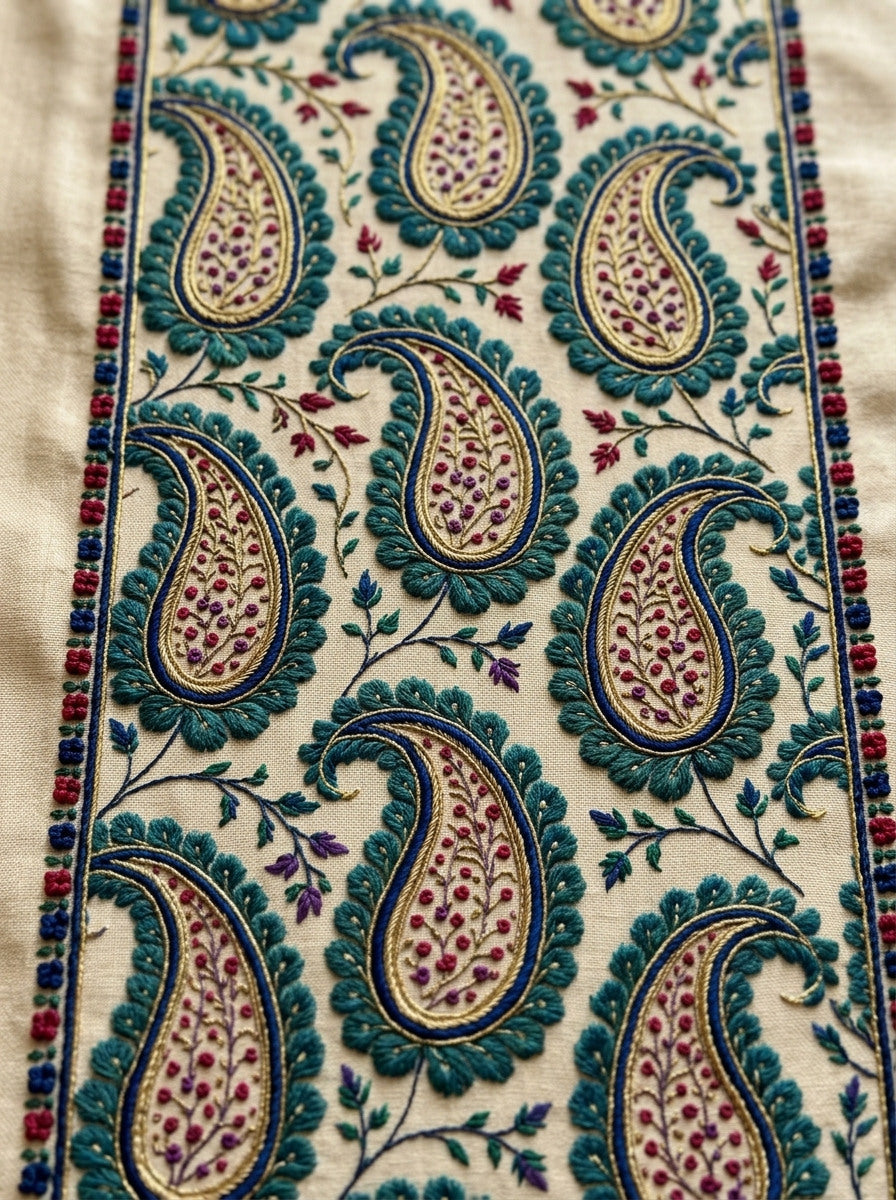 Paisley Mini Border Unit Mughal from Mughal & Persian Garden Embroidery Book 2, a digital embroidery design reference for machine embroidery designs, embroidery patterns and border and edge embroidery.