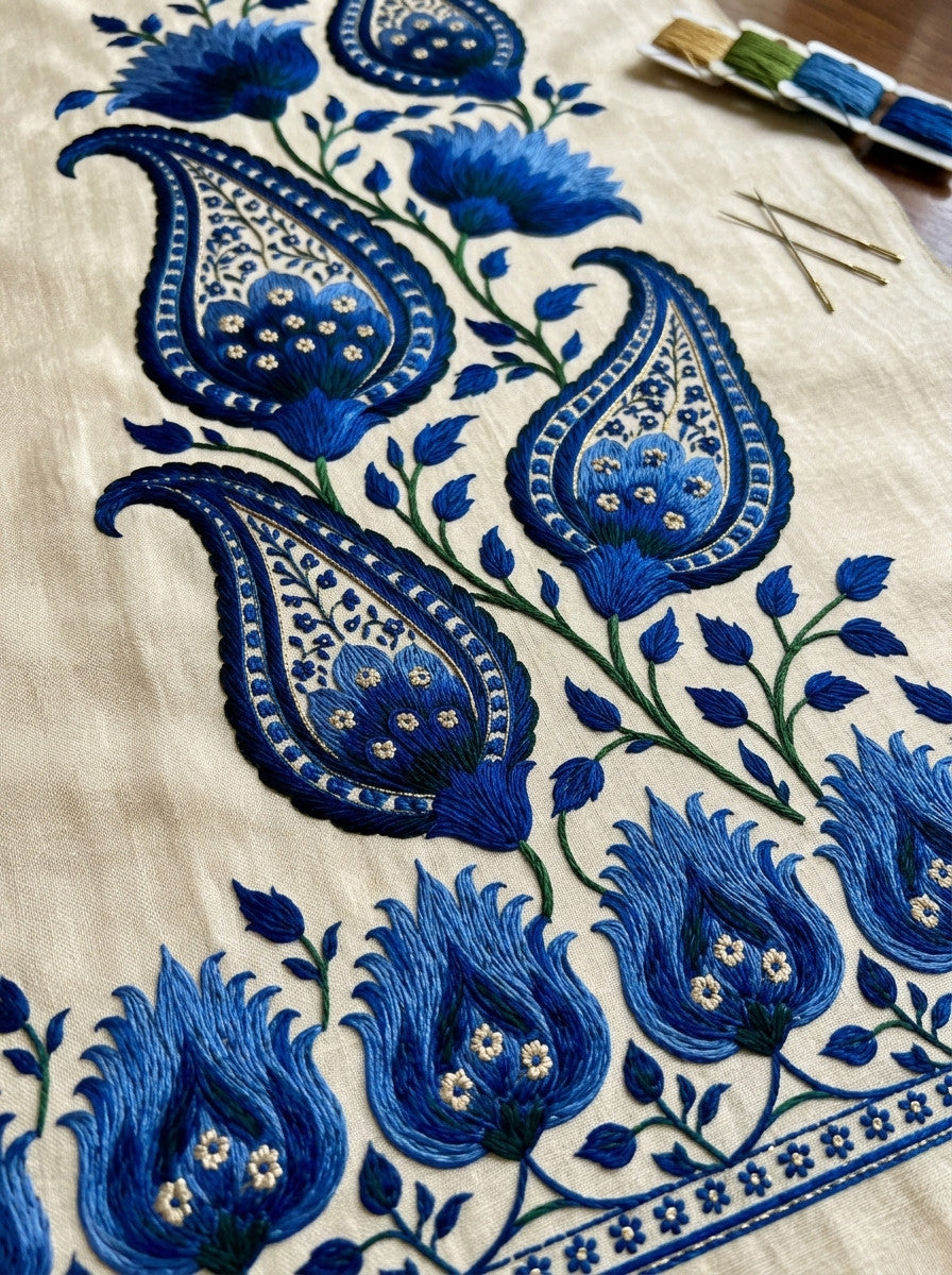 Paisley Mini Border Unit Mughal from Mughal & Persian Garden Embroidery Book 6, a digital embroidery design reference for machine embroidery designs, embroidery patterns and border and edge embroidery.