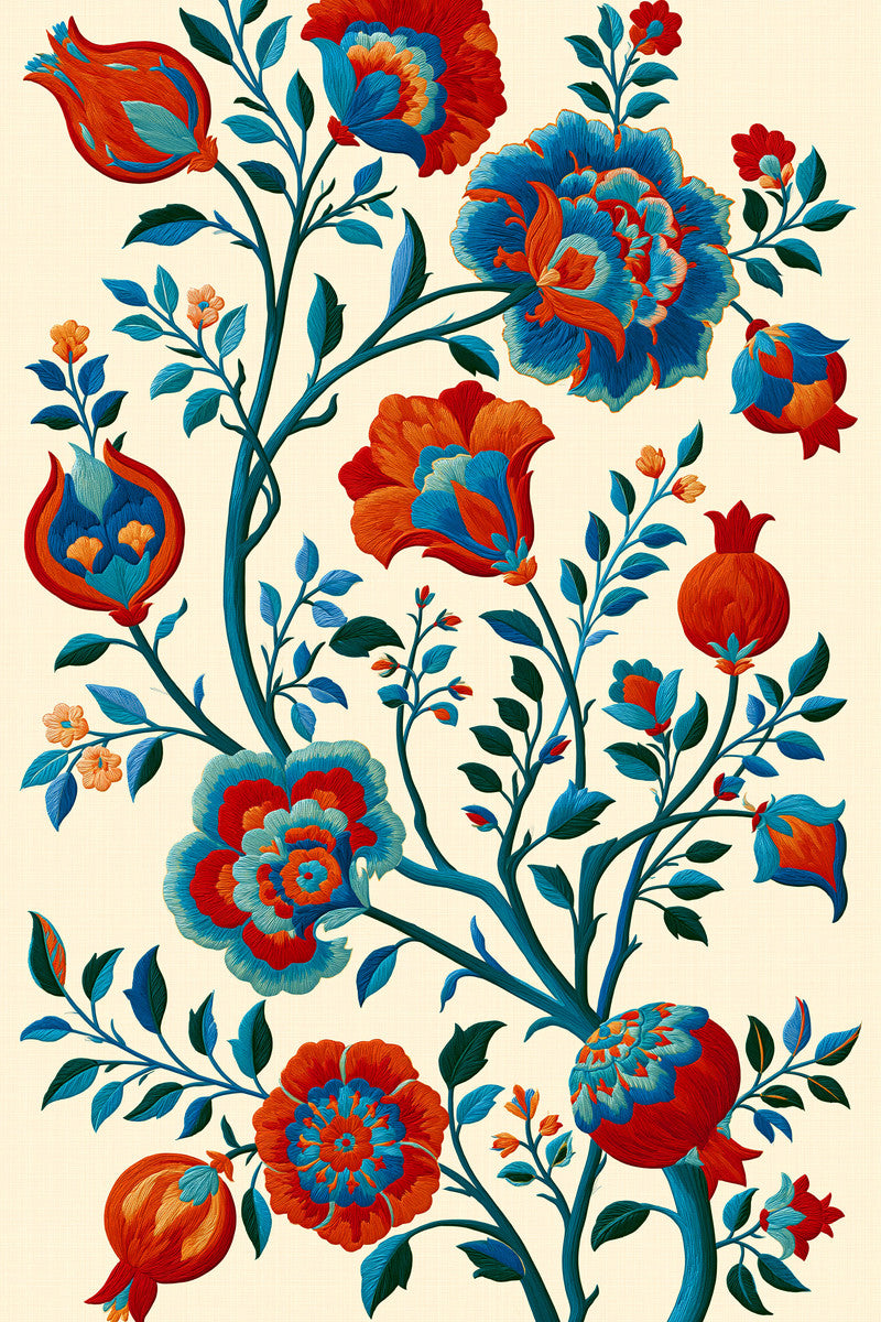 Palace Garden Floral Branch Mughal from Mughal, Persian & Oriental Embroidery Book 3, a digital embroidery design reference for machine embroidery designs, embroidery patterns and lace and broderie details.