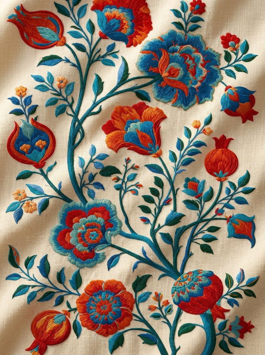 Palace Garden Floral Branch Mughal from Mughal, Persian & Oriental Embroidery Book 3, a digital embroidery design reference for machine embroidery designs, embroidery patterns and lace and broderie details.
