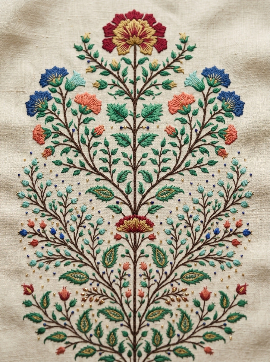 Palace Garden Floral Panel Mughal 02 from Mughal & Persian Garden Embroidery Book 1, a digital embroidery design reference for machine embroidery designs, embroidery patterns and lace and broderie details.