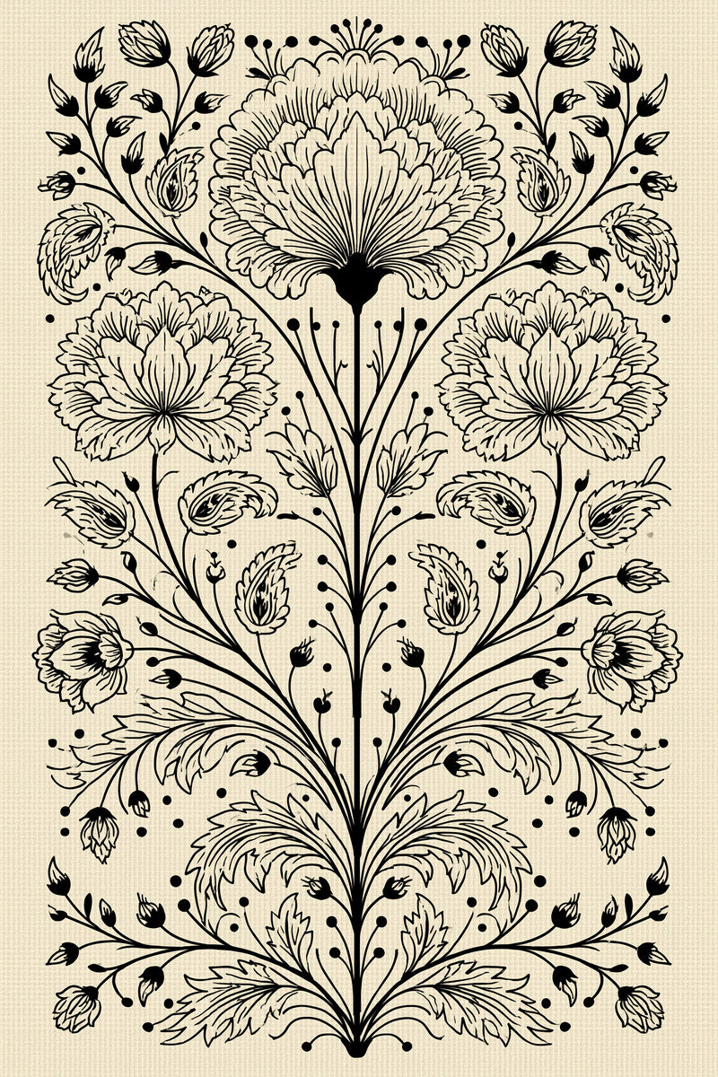Palace Garden Floral Panel Mughal from Mughal & Persian Garden Embroidery Book 1, a digital embroidery design reference for machine embroidery designs, embroidery patterns and lace and broderie details.