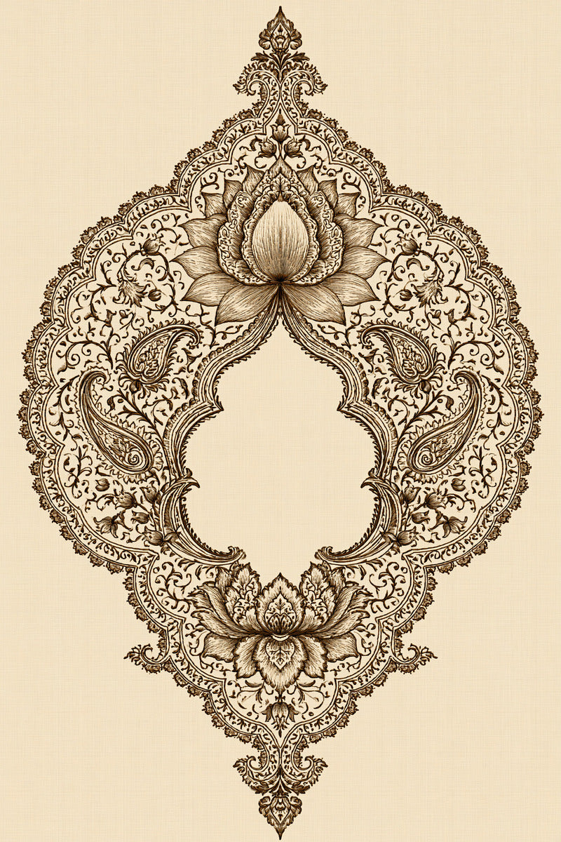 Palace Ornament Medallion Frame Mughal from Mughal, Persian & Oriental Embroidery Book 2, a digital embroidery design reference for machine embroidery designs, embroidery patterns and frames and monogram spaces.