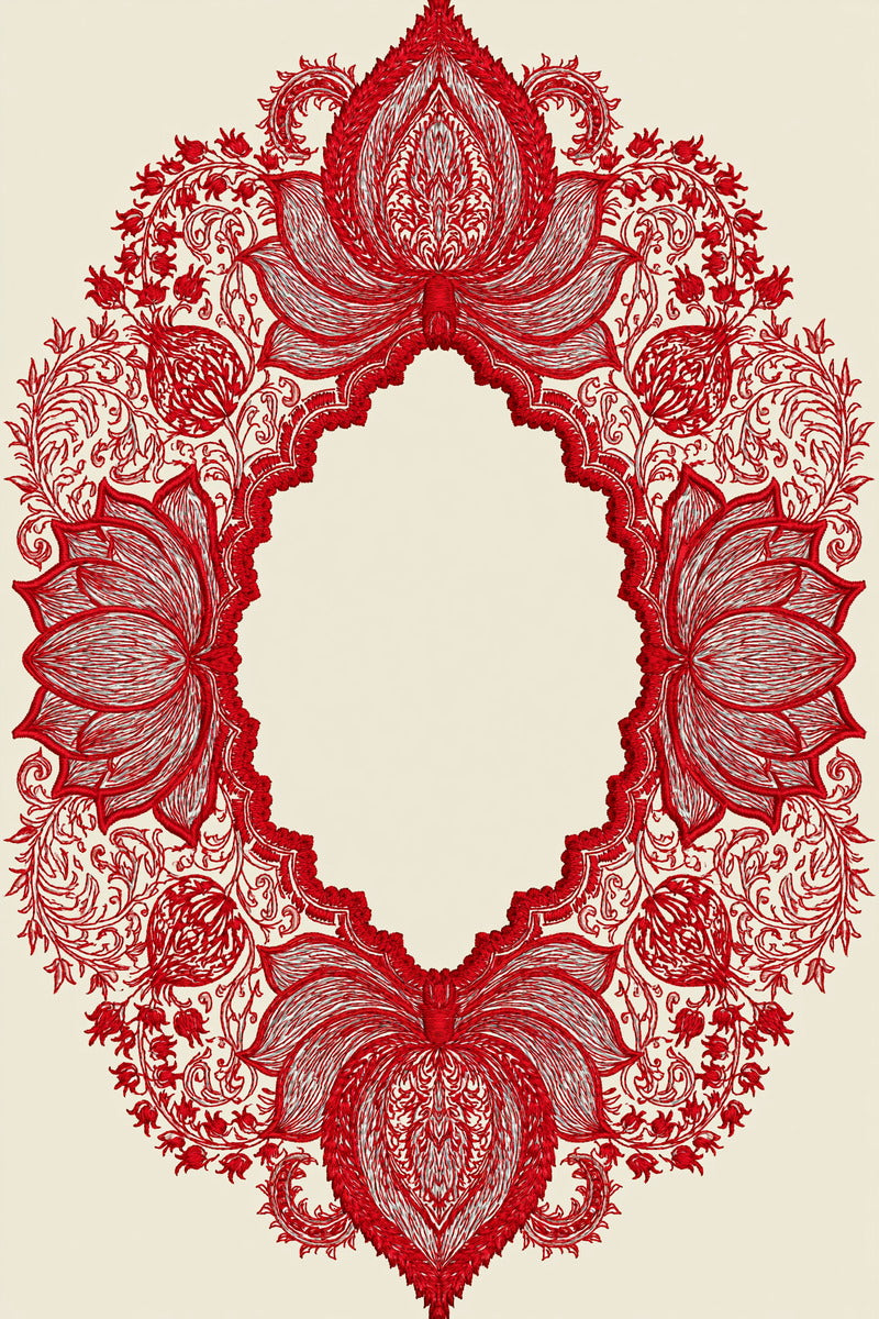 Palace Ornament Medallion Frame Mughal from Mughal, Persian & Oriental Embroidery Book 3, a digital embroidery design reference for machine embroidery designs, embroidery patterns and frames and monogram spaces.