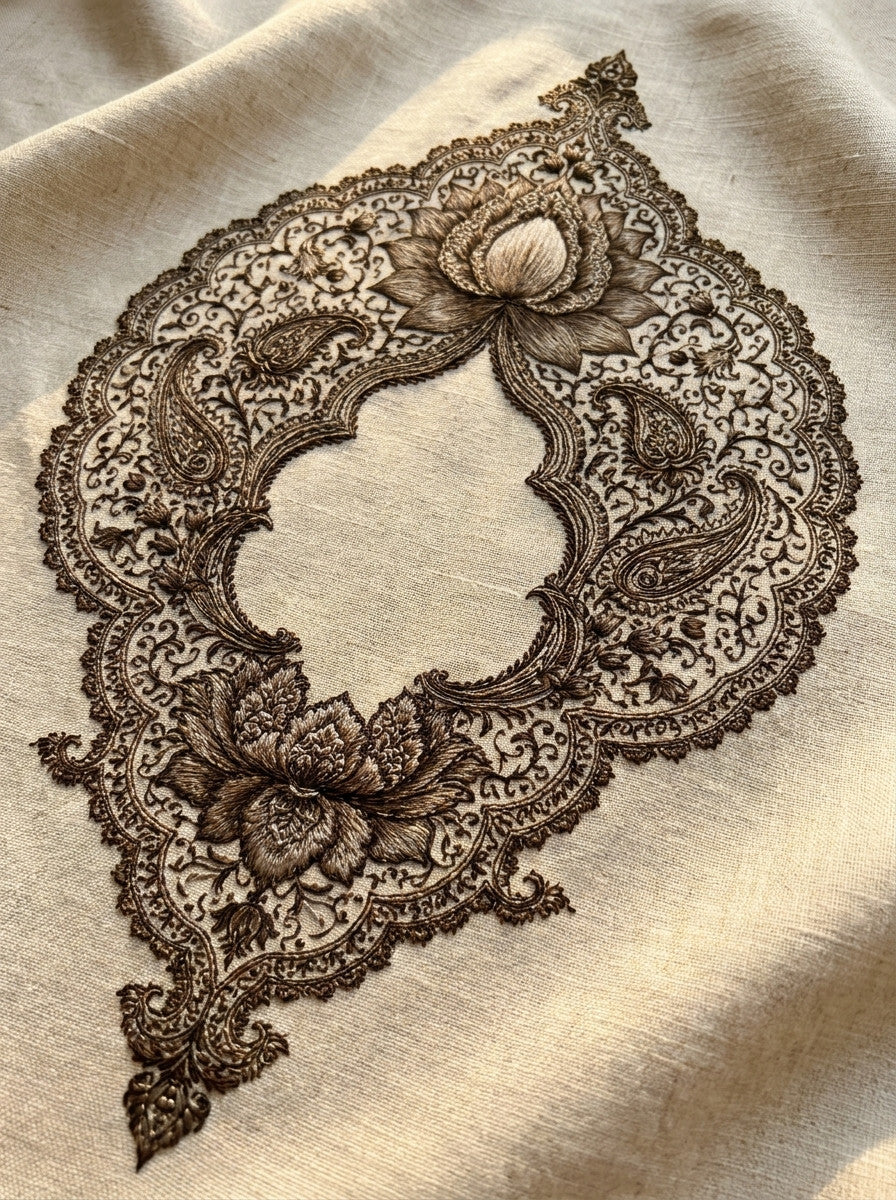 Palace Ornament Medallion Frame Mughal from Mughal, Persian & Oriental Embroidery Book 2, a digital embroidery design reference for machine embroidery designs, embroidery patterns and frames and monogram spaces.