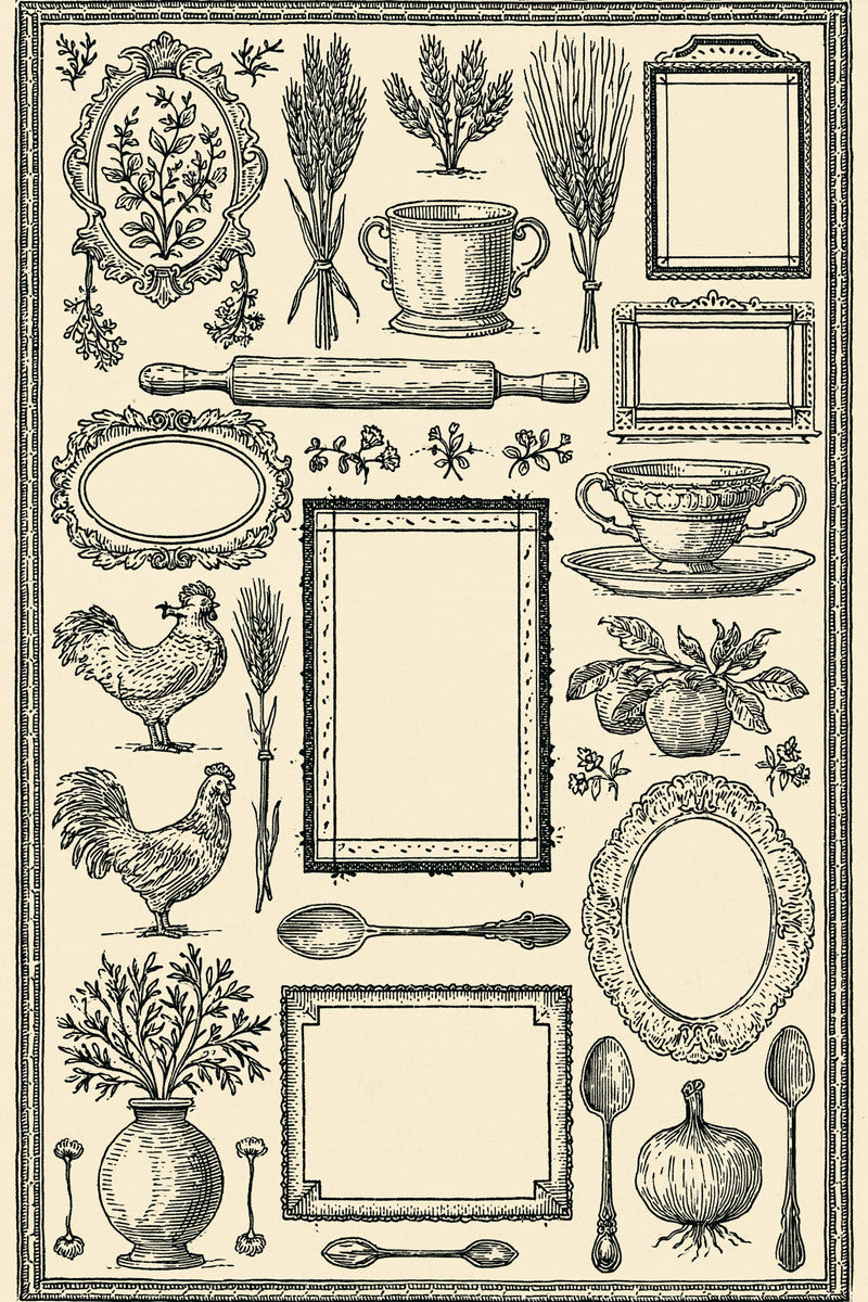 Pantry Label And Recipe Plate from Kitchen Towels & Aprons Embroidery Book 4, a digital embroidery design reference for machine embroidery designs, embroidery patterns and frames and monogram spaces.
