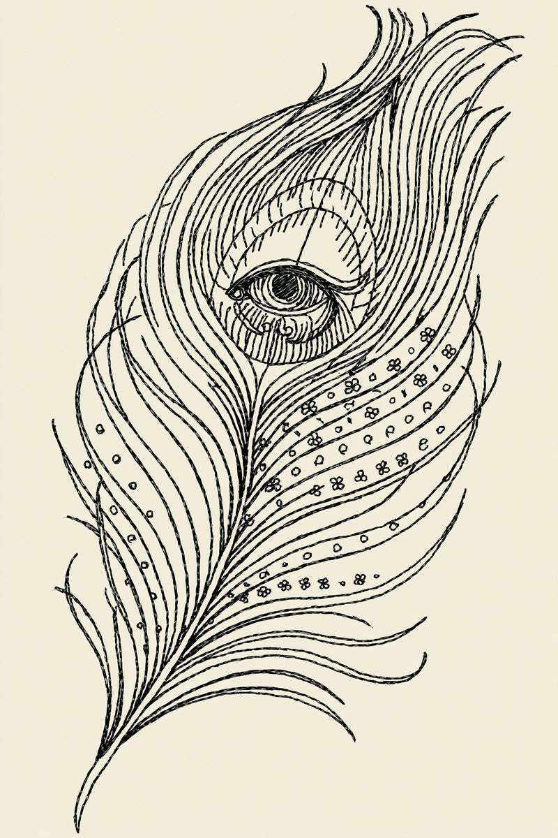 Peacock Feather Embroidery Motif Birds from Birds Embroidery Book 3, a digital embroidery design reference for machine embroidery designs, embroidery patterns and embroidery design reference.