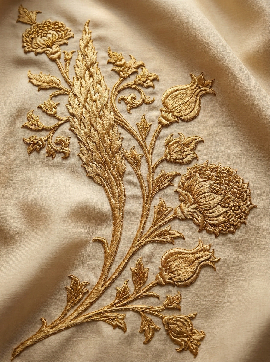 Persian Cypress Corner Motif Mughal from Mughal, Persian & Oriental Embroidery Book 2, a digital embroidery design reference for machine embroidery designs, embroidery patterns and corner embroidery.