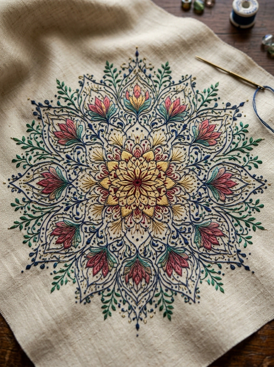 Persian Floral Rosette Mughal And from Mughal & Persian Garden Embroidery Book 3, a digital embroidery design reference for machine embroidery designs, embroidery patterns and botanical and floral embroidery.