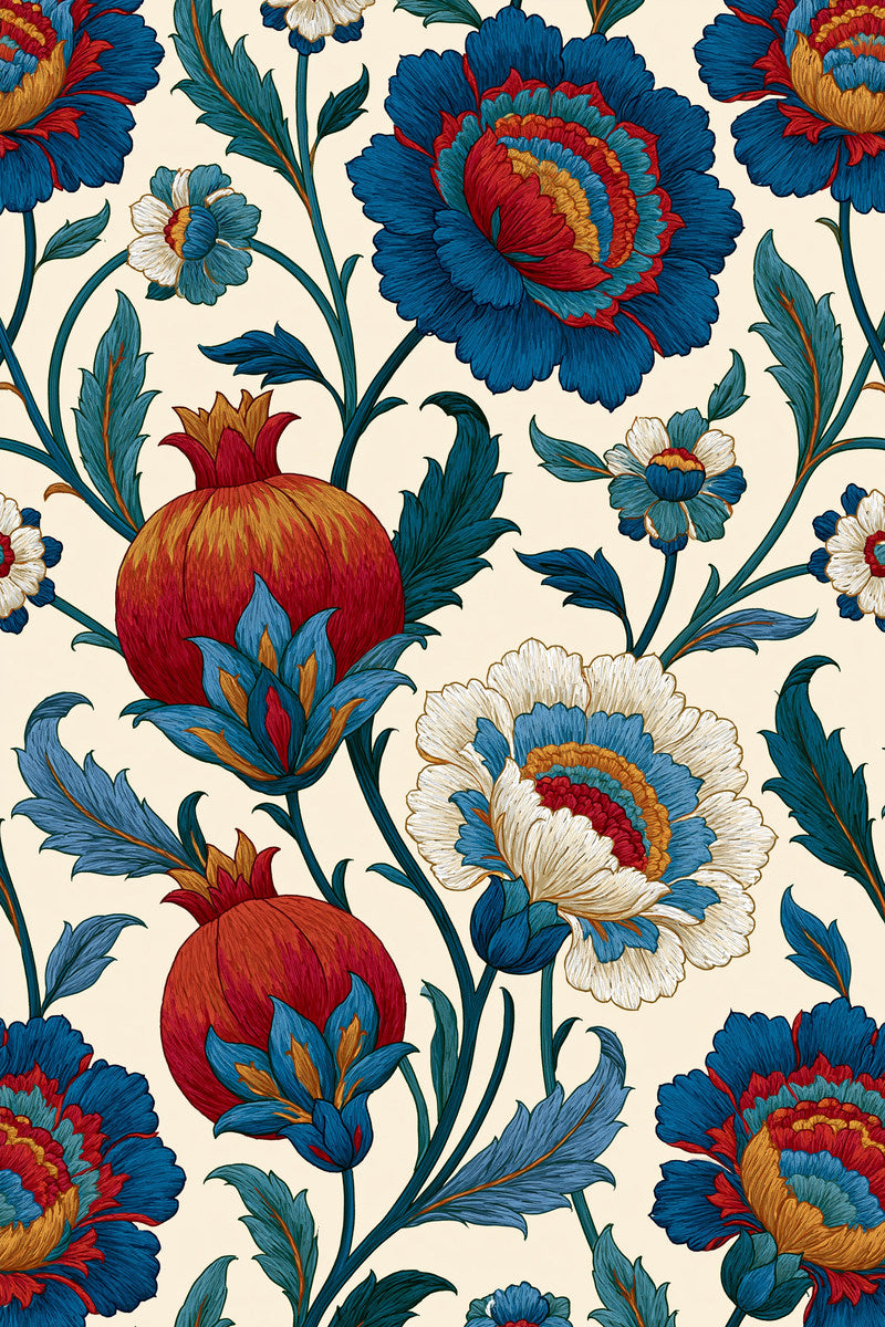 Persian Floral Vine Border Mughal from Mughal, Persian & Oriental Embroidery Book 1, a digital embroidery design reference for machine embroidery designs, embroidery patterns and border and edge embroidery.