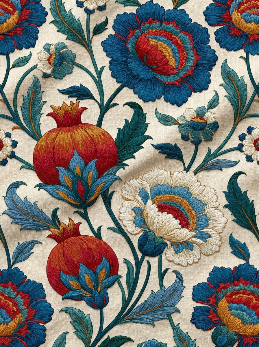 Persian Floral Vine Border Mughal from Mughal, Persian & Oriental Embroidery Book 1, a digital embroidery design reference for machine embroidery designs, embroidery patterns and border and edge embroidery.