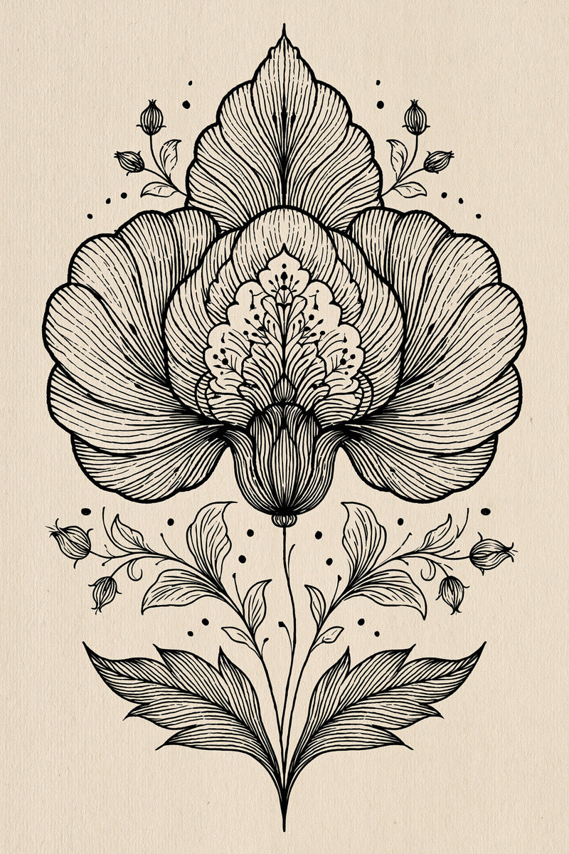 Persian Garden Blossom Motif Mughal 02 from Mughal & Persian Garden Embroidery Book 5, a digital embroidery design reference for machine embroidery designs, embroidery patterns and botanical and floral embroidery.