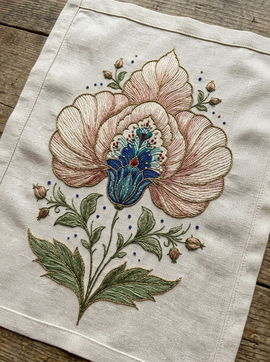 Persian Garden Blossom Motif Mughal 02 from Mughal & Persian Garden Embroidery Book 5, a digital embroidery design reference for machine embroidery designs, embroidery patterns and botanical and floral embroidery.