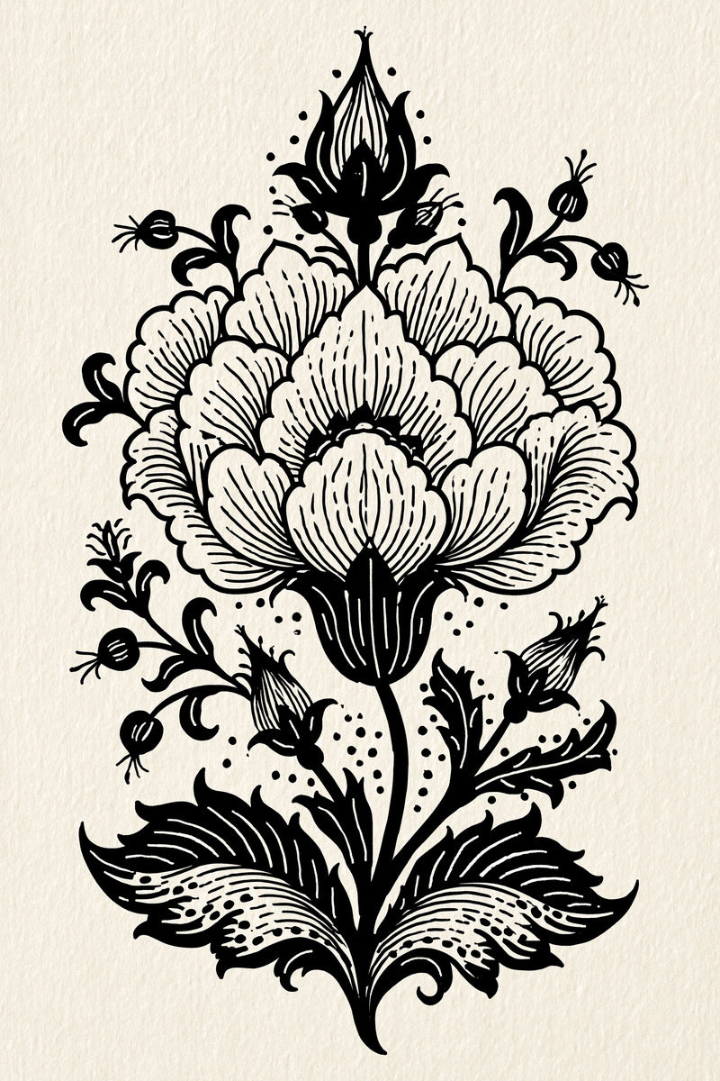 Persian Garden Blossom Motif Mughal from Mughal & Persian Garden Embroidery Book 5, a digital embroidery design reference for machine embroidery designs, embroidery patterns and botanical and floral embroidery.