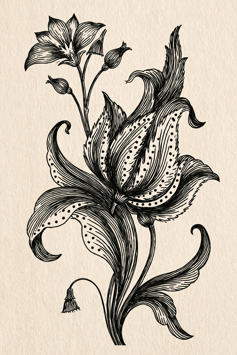 Persian Garden Flower Stem Mughal from Mughal & Persian Garden Embroidery Book 4, a digital embroidery design reference for machine embroidery designs, embroidery patterns and botanical and floral embroidery.