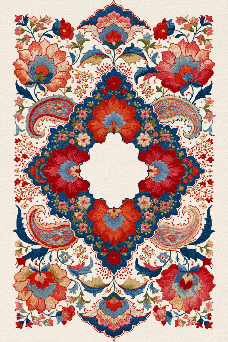 Persian Garden Linen Label Mughal from Mughal & Persian Garden Embroidery Book 1, a digital embroidery design reference for machine embroidery designs, embroidery patterns and frames and monogram spaces.