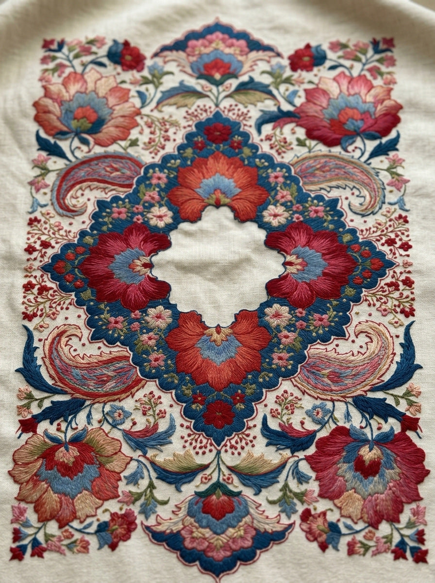 Persian Garden Linen Label Mughal from Mughal & Persian Garden Embroidery Book 1, a digital embroidery design reference for machine embroidery designs, embroidery patterns and frames and monogram spaces.