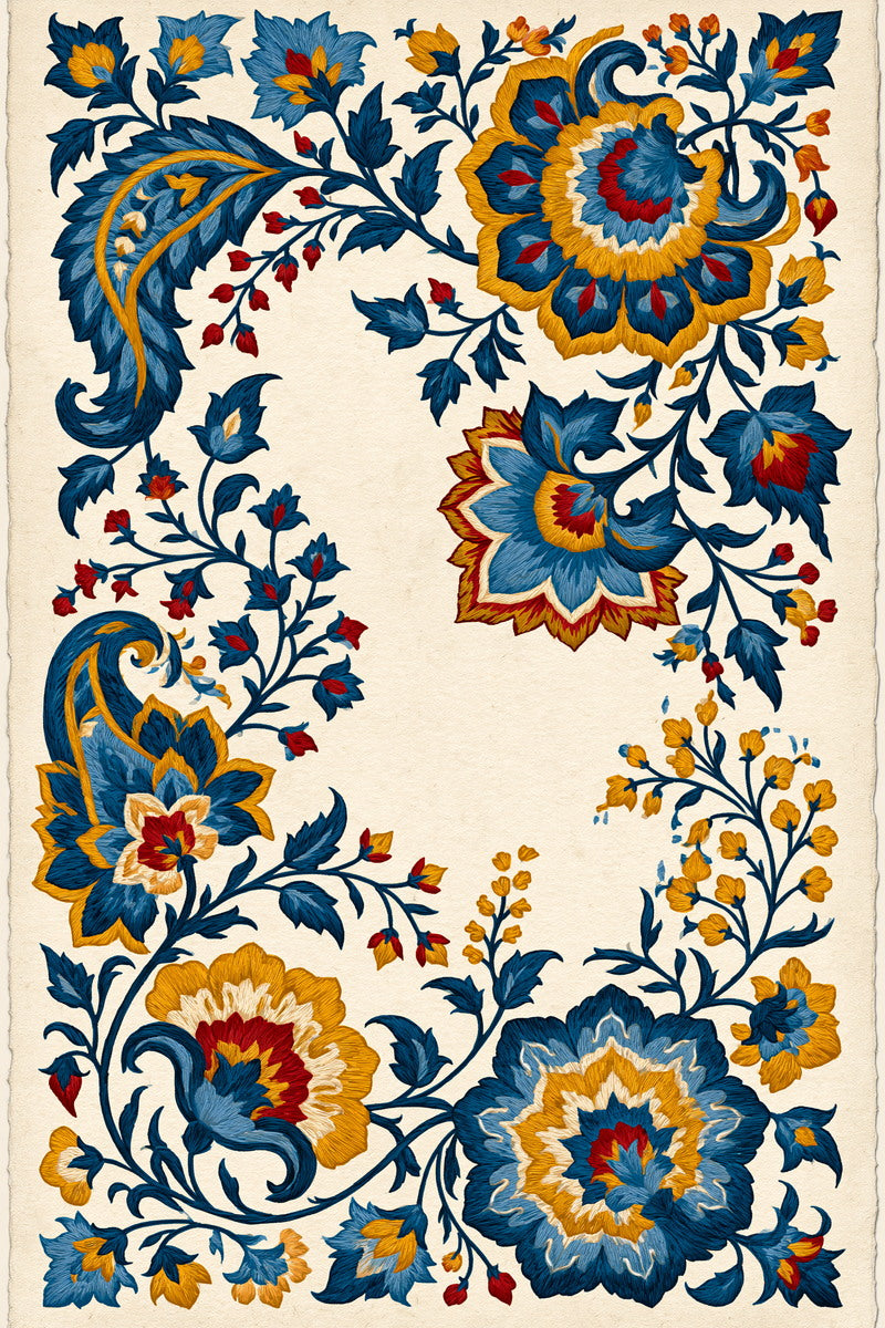 Persian Garden Modular Frame System from Mughal & Persian Garden Embroidery Book 2, a digital embroidery design reference for machine embroidery designs, embroidery patterns and frames and monogram spaces.