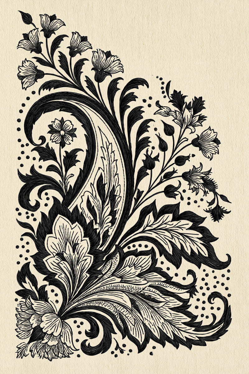 Persian Garden Napkin Corner Mughal from Mughal & Persian Garden Embroidery Book 4, a digital embroidery design reference for machine embroidery designs, embroidery patterns and corner embroidery.