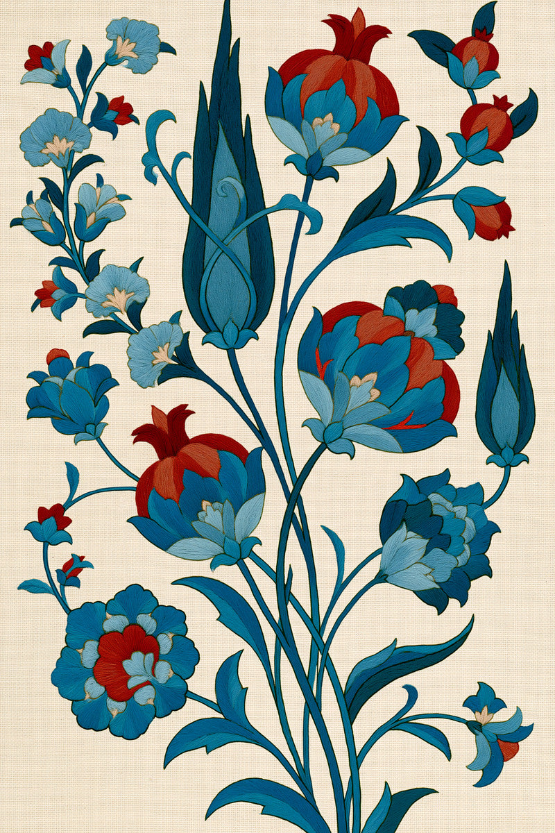 Persian Garden Ornament Collection Plate from Mughal, Persian & Oriental Embroidery Book 4, a digital embroidery design reference for machine embroidery designs, embroidery patterns and botanical and floral embroidery.