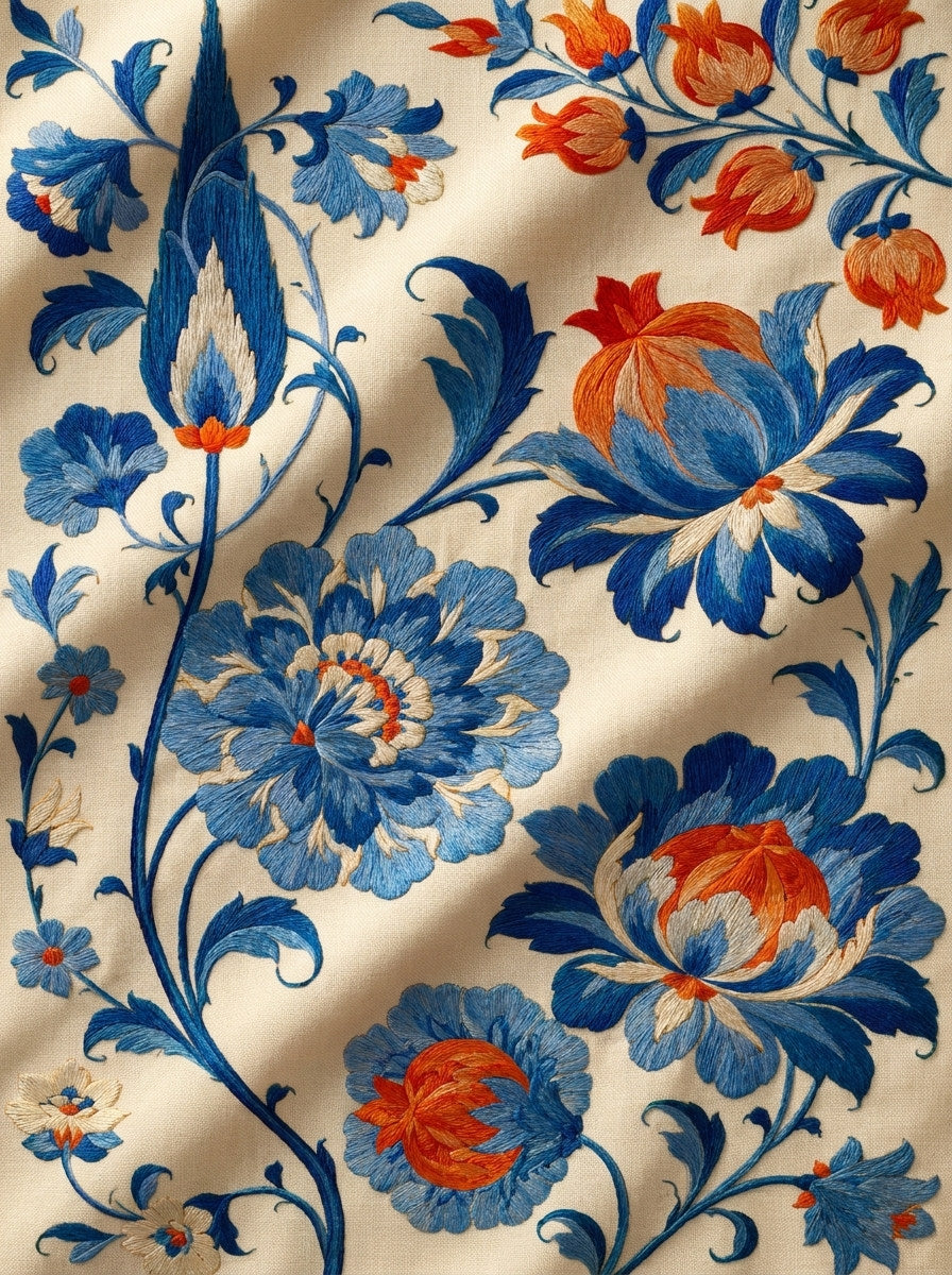 Persian Garden Ornament Collection Plate from Mughal, Persian & Oriental Embroidery Book 3, a digital embroidery design reference for machine embroidery designs, embroidery patterns and botanical and floral embroidery.