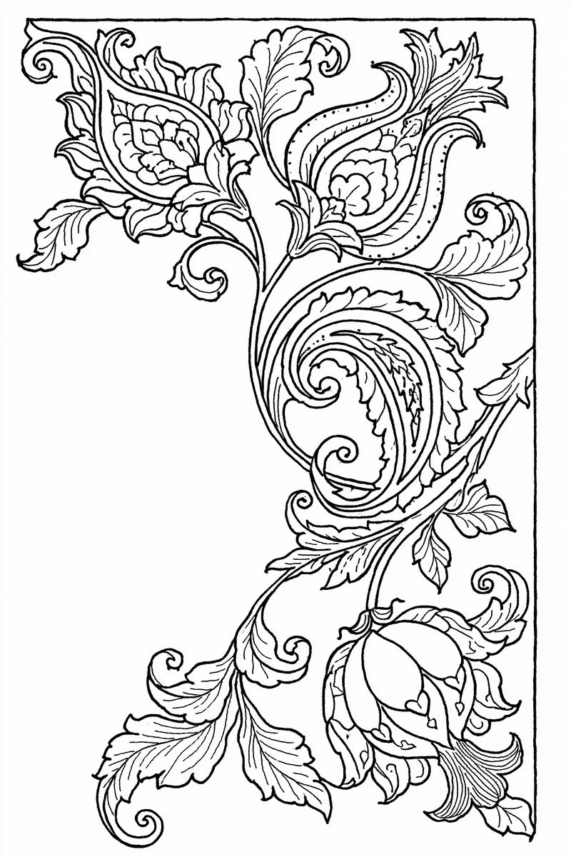 Persian Napkin Corner Mughal Persian from Mughal, Persian & Oriental Embroidery Book 2, a digital embroidery design reference for machine embroidery designs, embroidery patterns and corner embroidery.