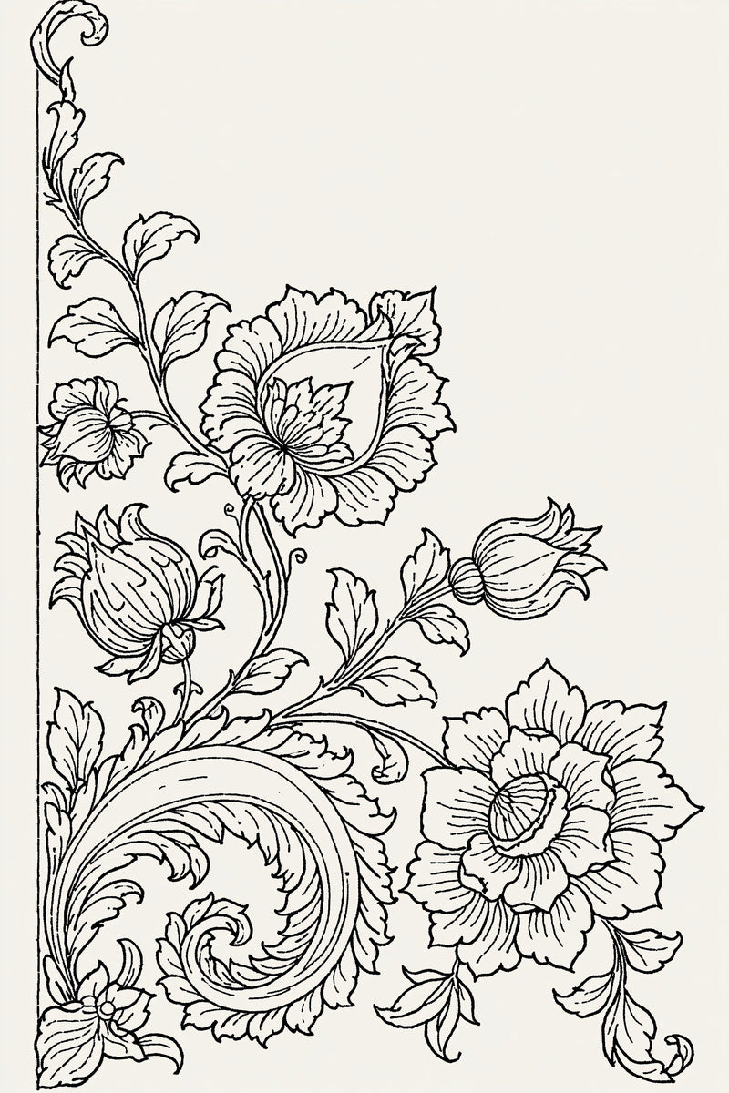 Persian Napkin Corner Mughal Persian from Mughal, Persian & Oriental Embroidery Book 4, a digital embroidery design reference for machine embroidery designs, embroidery patterns and corner embroidery.