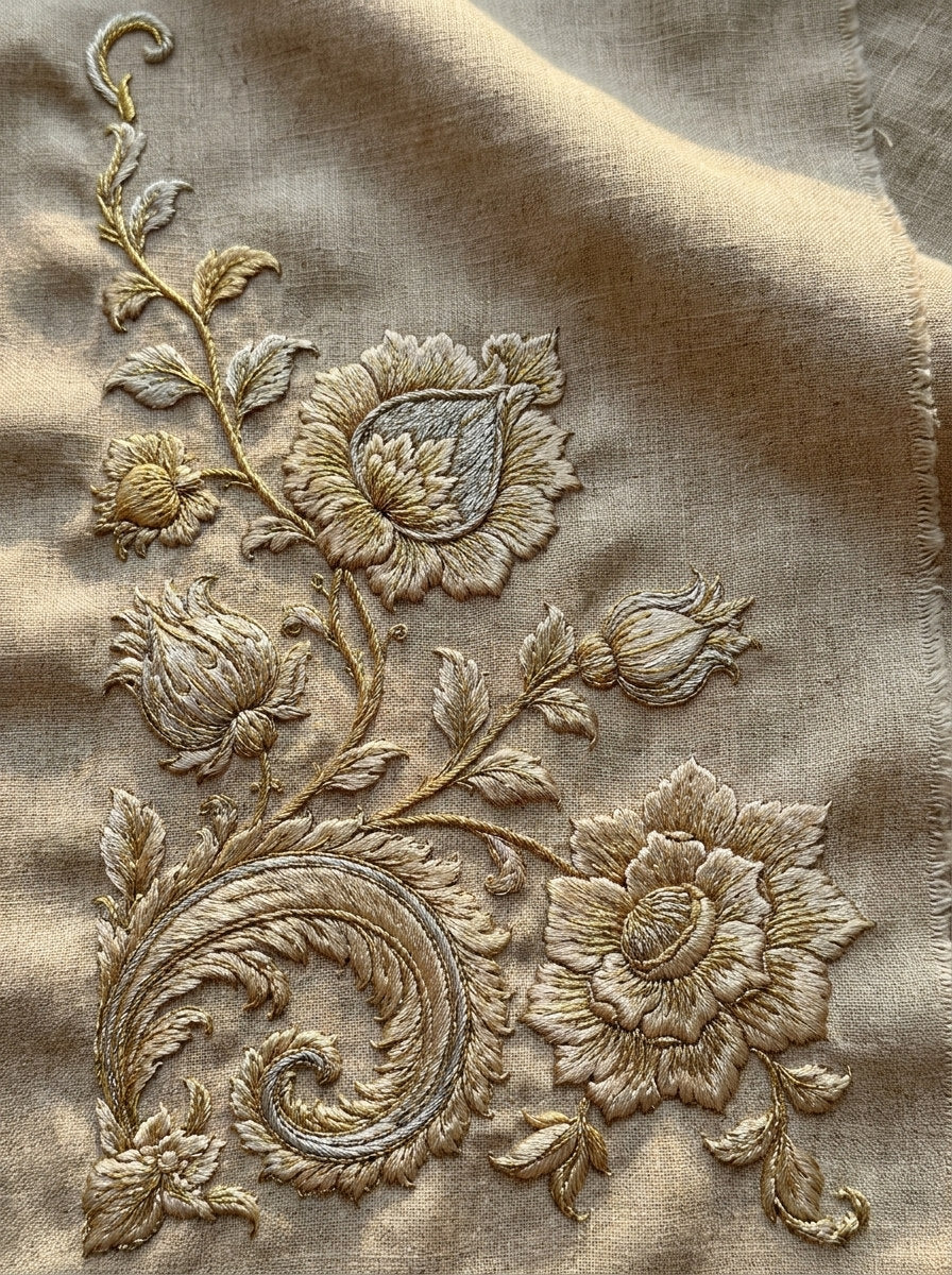 Persian Napkin Corner Mughal Persian from Mughal, Persian & Oriental Embroidery Book 4, a digital embroidery design reference for machine embroidery designs, embroidery patterns and corner embroidery.