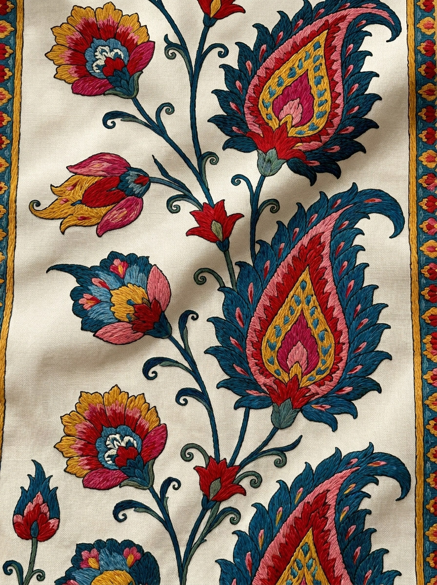 Persian Paisley Edge Border Mughal from Mughal, Persian & Oriental Embroidery Book 2, a digital embroidery design reference for machine embroidery designs, embroidery patterns and border and edge embroidery.