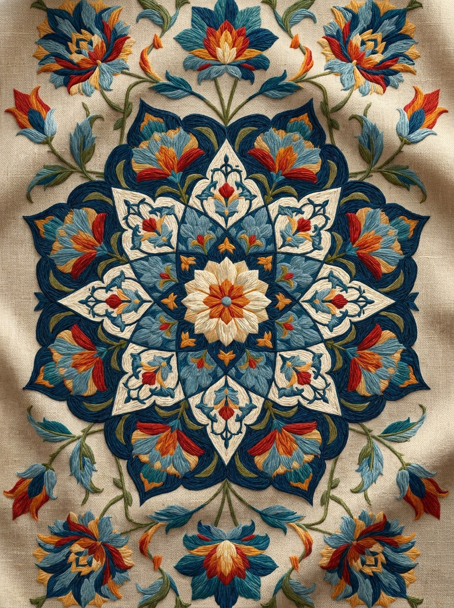 Persian Star Medallion Mughal Persian from Mughal, Persian & Oriental Embroidery Book 3, a digital embroidery design reference for machine embroidery designs, embroidery patterns and embroidery design reference.