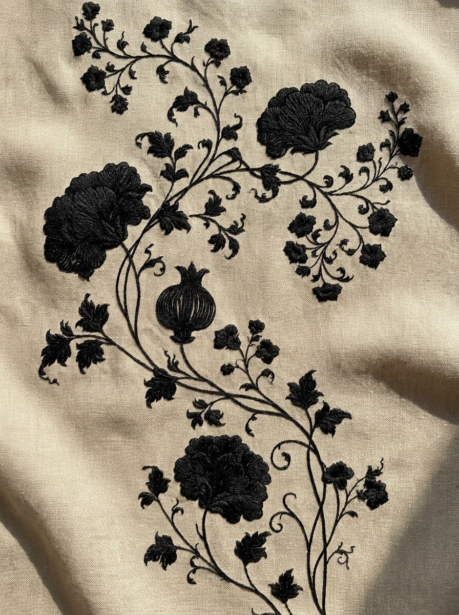 Persian Vine Scroll Ornament Mughal from Mughal, Persian & Oriental Embroidery Book 3, a digital embroidery design reference for machine embroidery designs, embroidery patterns and embroidery design reference.