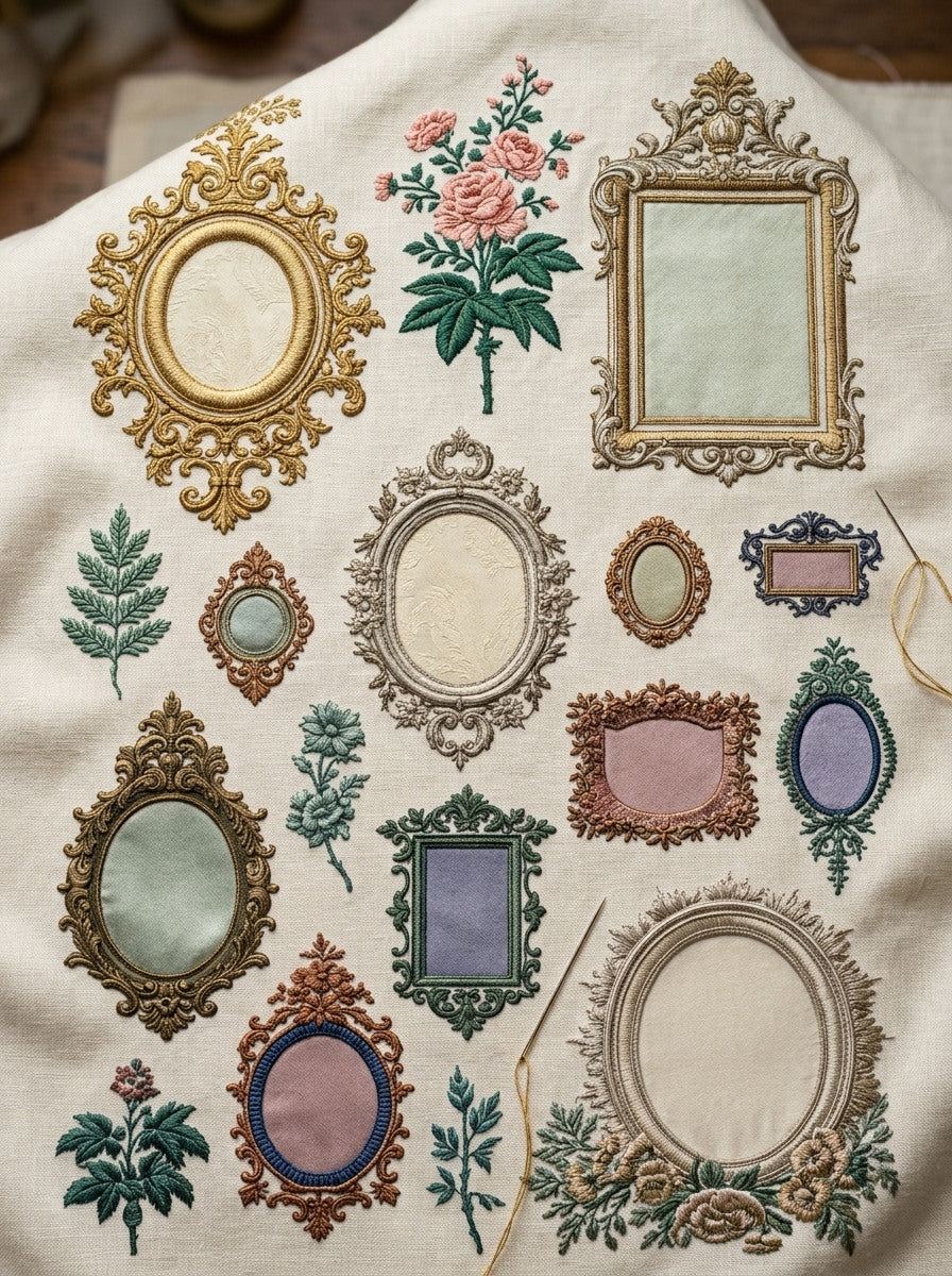 Personal Garment Frame Plate Fashion from Jacket Backs & Shirt Fronts Embroidery Book 4, a digital embroidery design reference for machine embroidery designs, embroidery patterns and frames and monogram spaces.