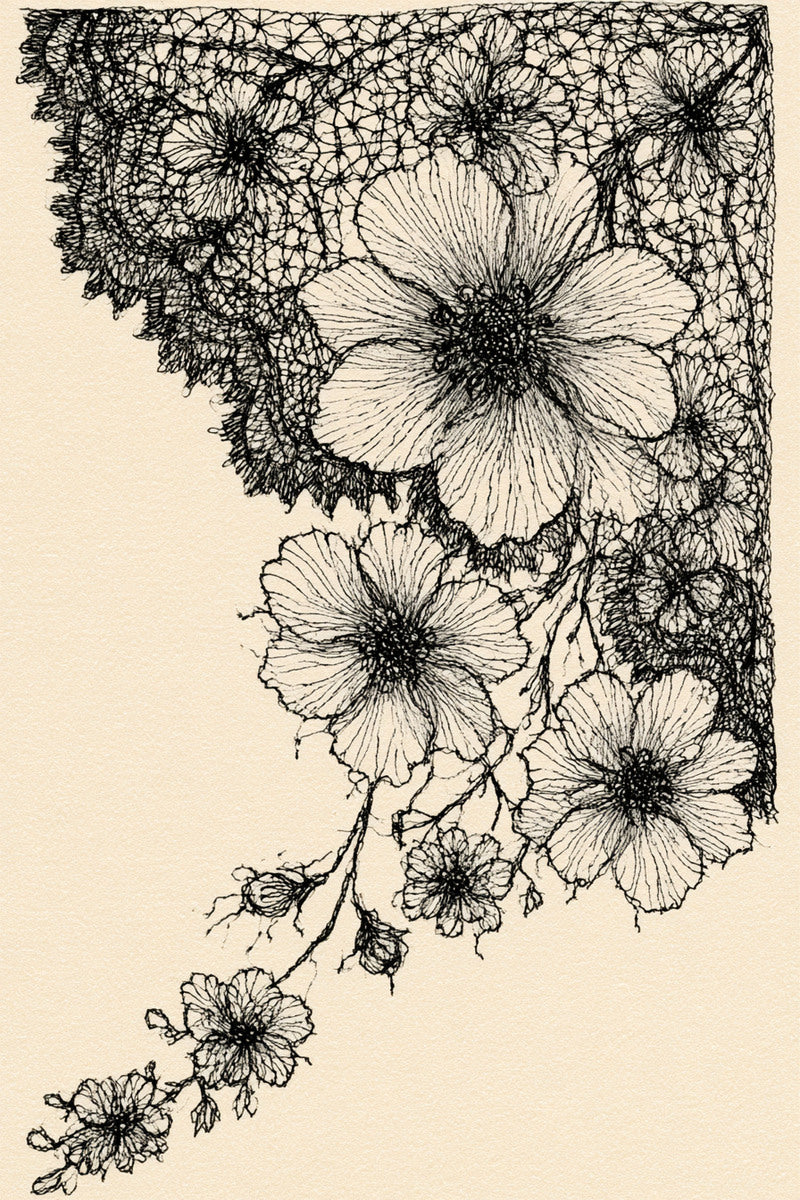 Petal Lace Corner from Lace Embroidery & Broderie Designs Book 3, a digital embroidery design reference for machine embroidery designs, embroidery patterns and corner embroidery.
