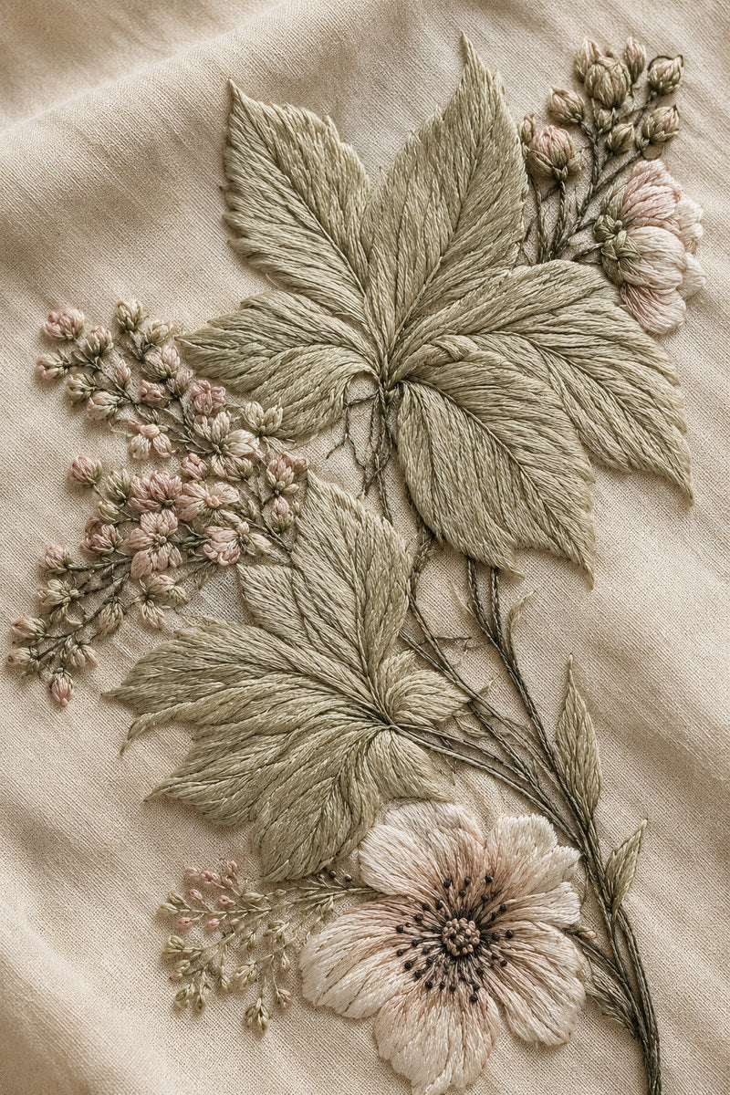 Pillow Corner Arrangement 1 from Botanical Embroidery Designs Book 2, a digital embroidery design reference for machine embroidery designs, embroidery patterns and corner embroidery.