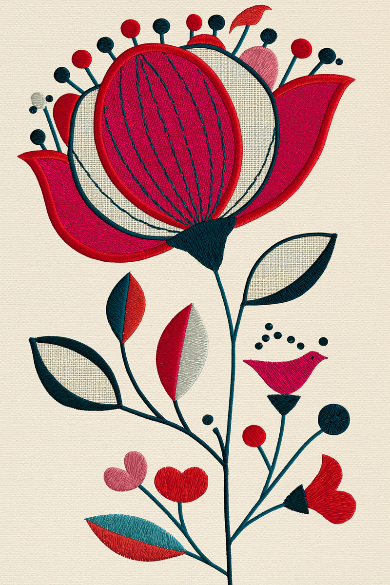 Pillow Flower Appliqu Motif Appliqu 02 from Appliqué Compatible Designs Book 4, a digital embroidery design reference for machine embroidery designs, embroidery patterns and linen and home textile projects.
