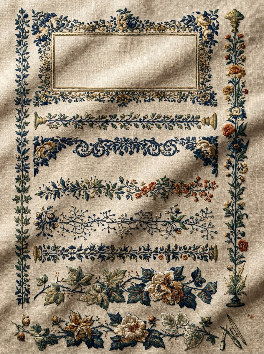 Pillow Frames Home Textile Borders from Classic Frames & Borders Book 3, a digital embroidery design reference for machine embroidery designs, embroidery patterns and border and edge embroidery.