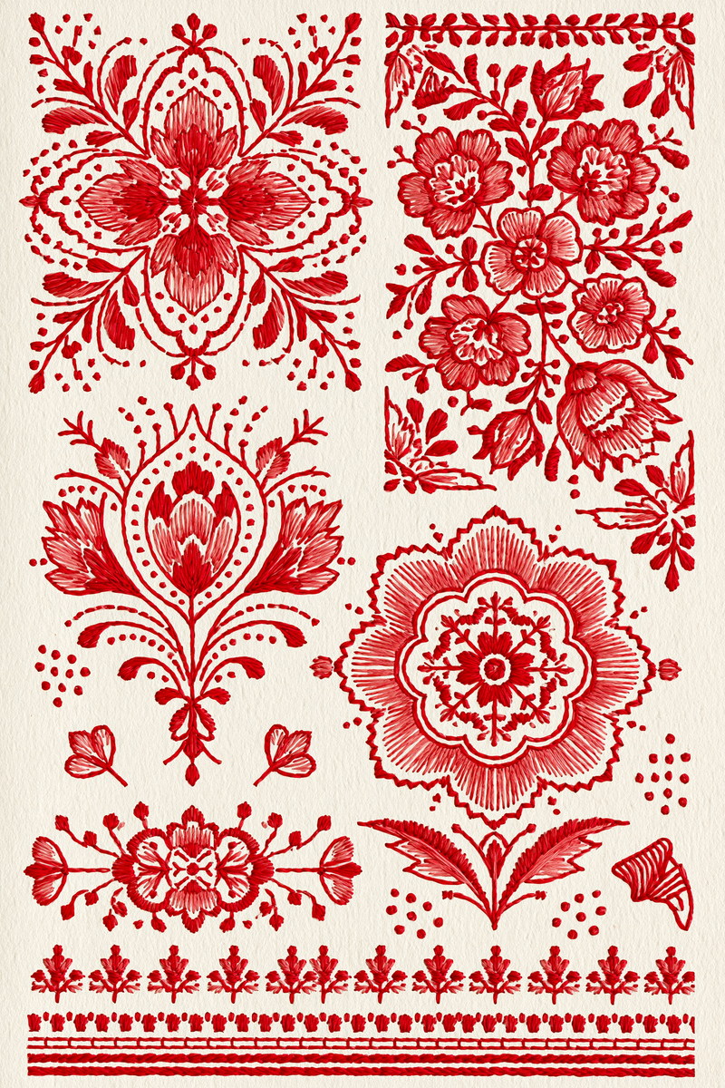 Pillow Home Textile And Heirloom from Folk Redwork & Country Florals Book 3, a digital embroidery design reference for machine embroidery designs, embroidery patterns and linen and home textile projects.